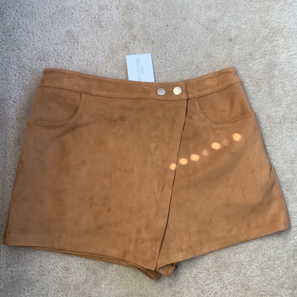 Brown suede material shorts